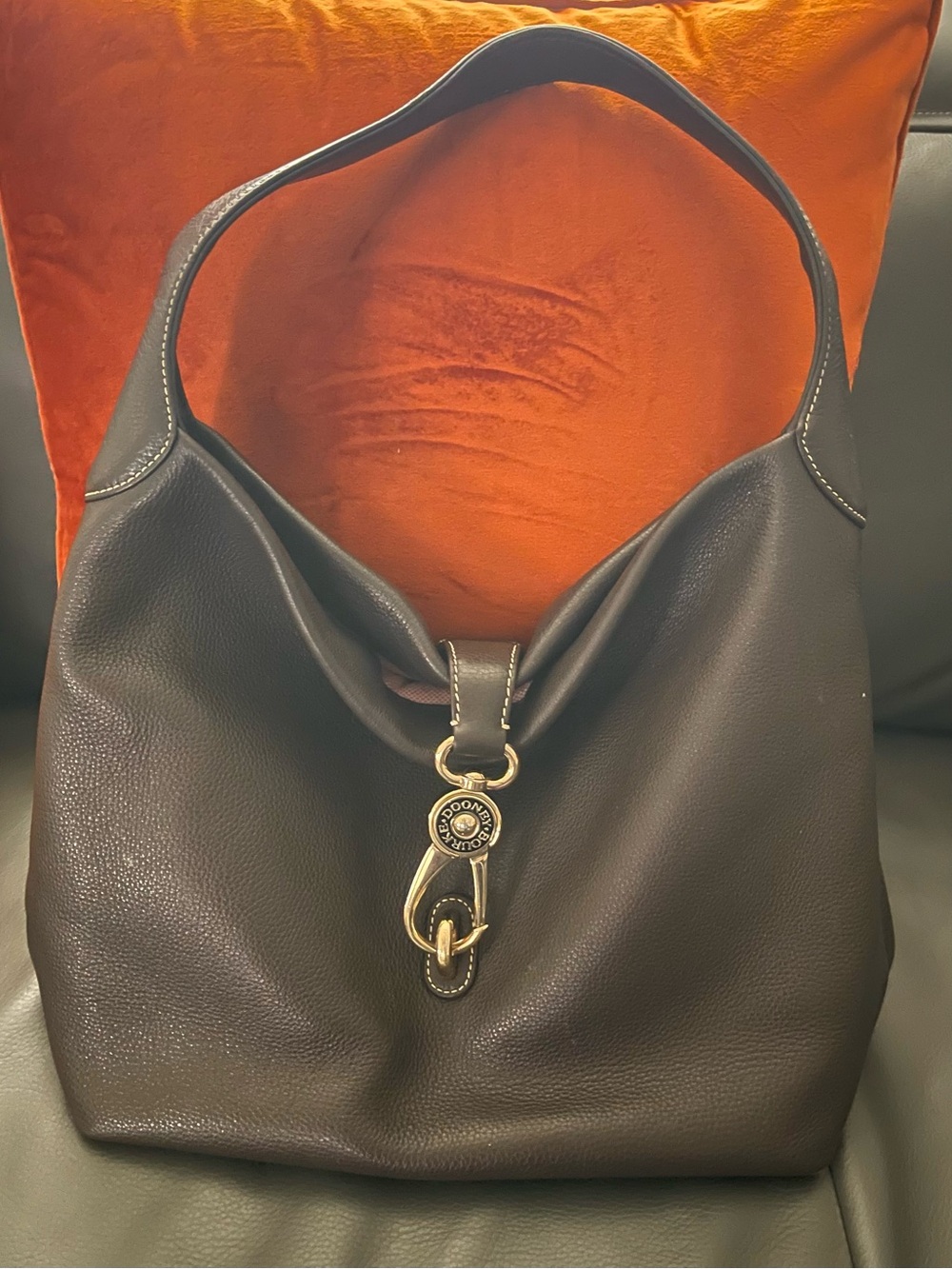 Dooney & Bourke Brown Leather
Hobo Bag with Logo Lock